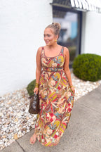 Fall Into Place Abstract Contract Dress - Multicolor