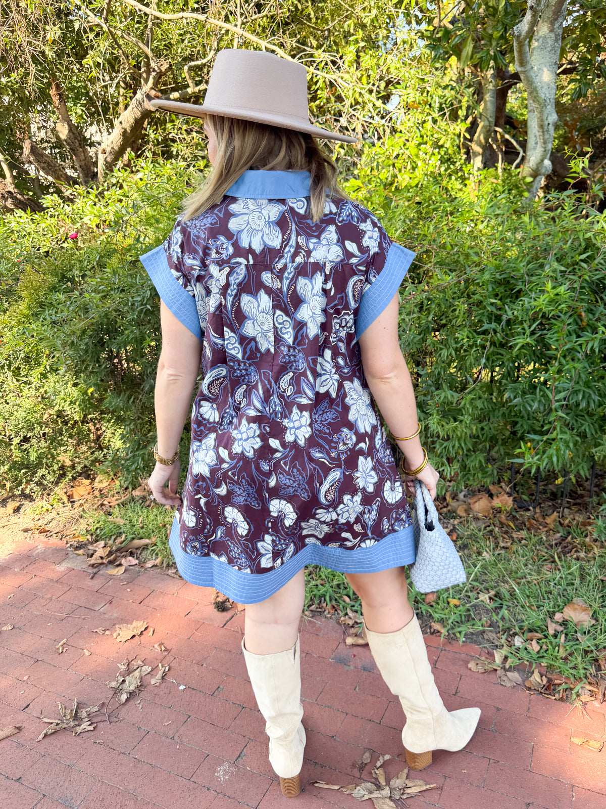 Feel The Florals Mini Shift Dress - Eggplant/Blue