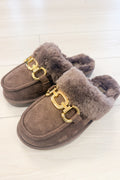 Davos Sherpa Slip On Mule - Chocolate