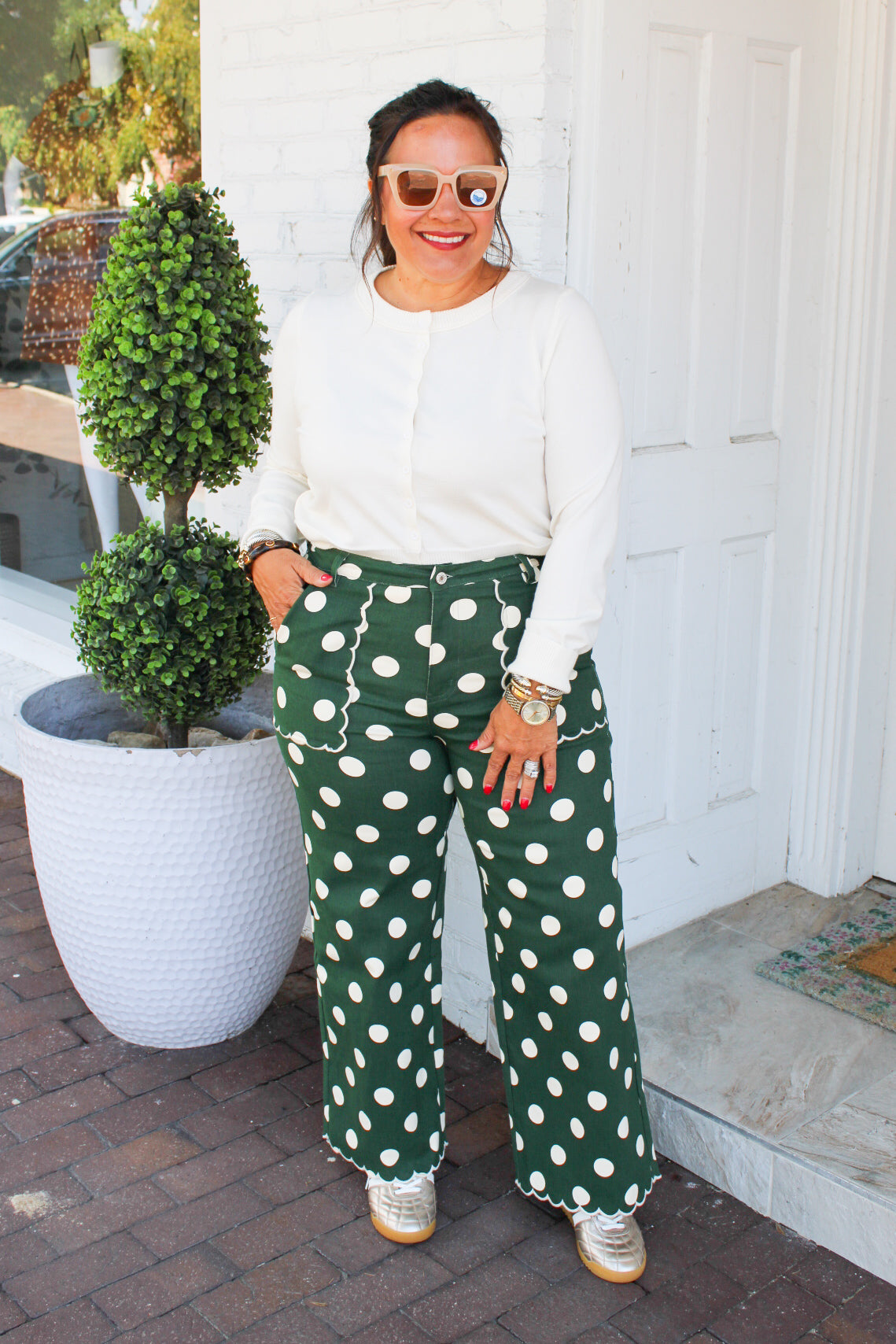 Dots on the Greens Pants in Green