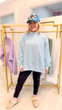 Solid Oversized Mock Neck Sweatshirt in Blue