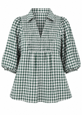 Gingham and Grace Top in Hunter Green