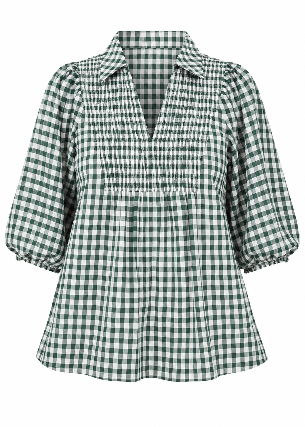 Gingham and Grace Top in Hunter Green