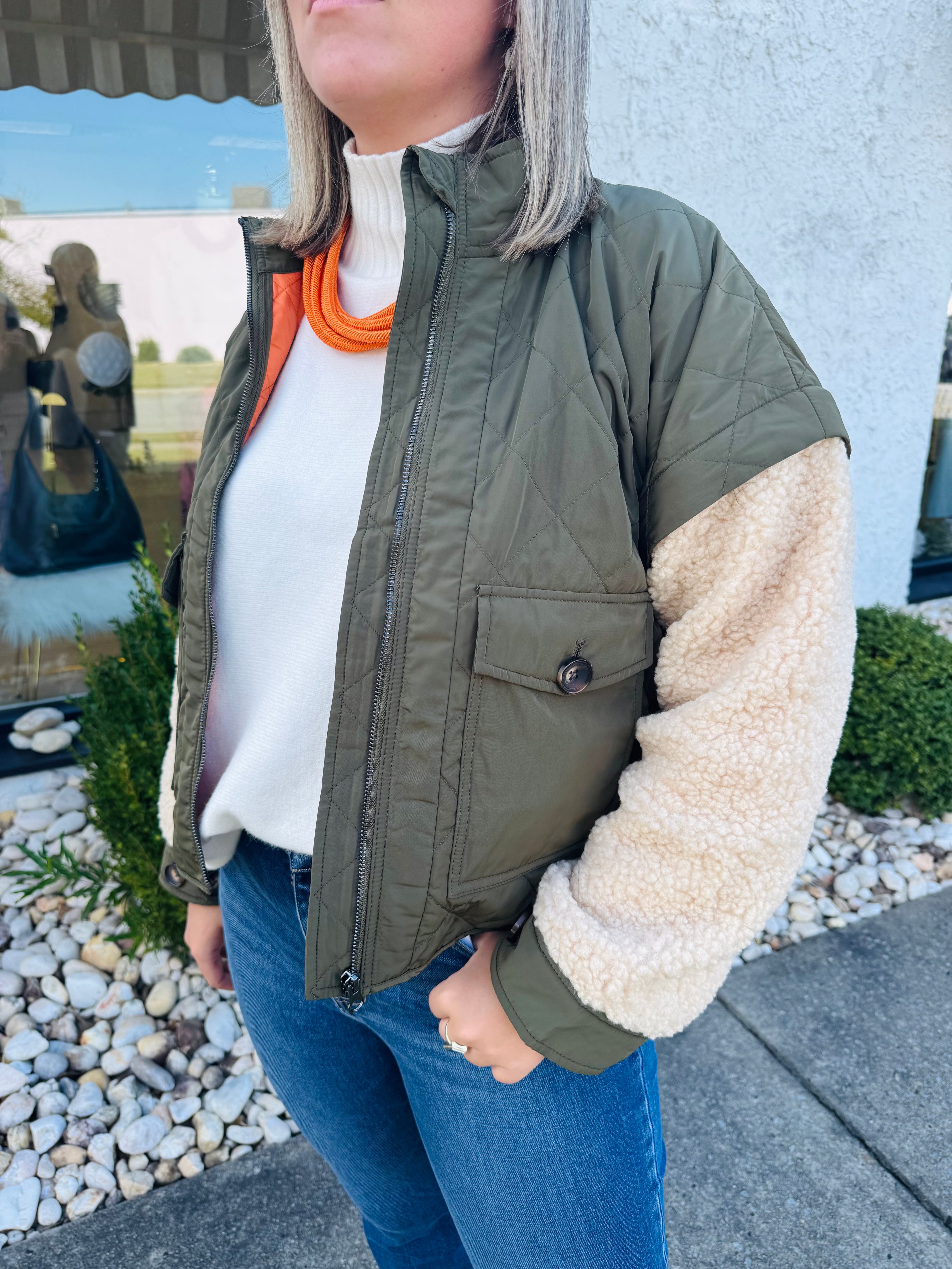 Sherpa Drop Shoulder Convertible Jacket | ANORAK