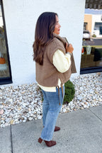 Oversized Faux Fur Vest in Mocha