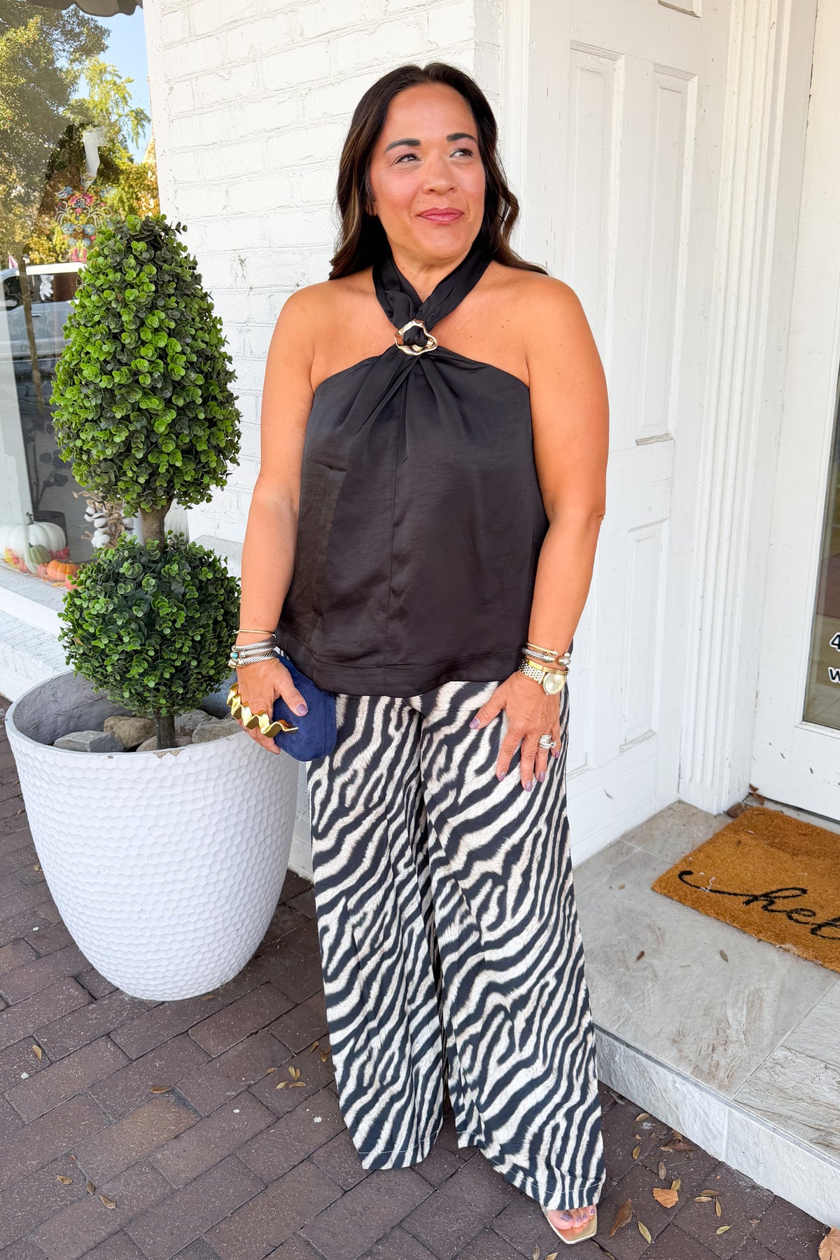 Out on the Town Halter Top in Black