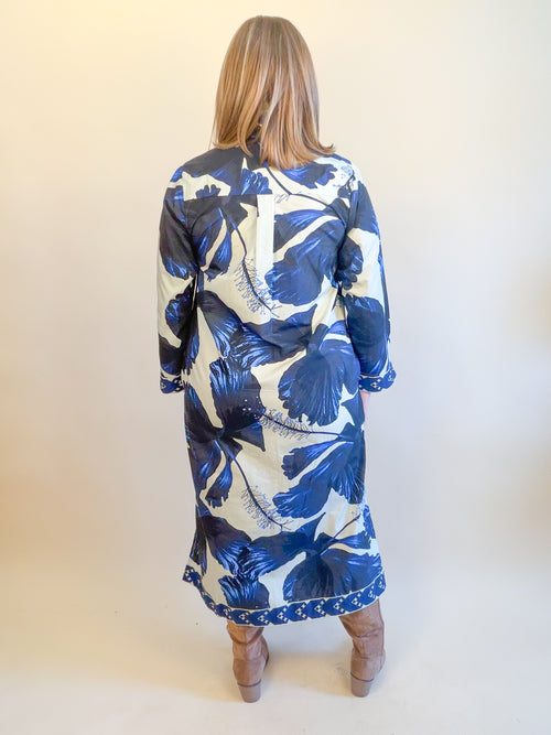 Eliza Dress in Indigo Lillies | MAUDE