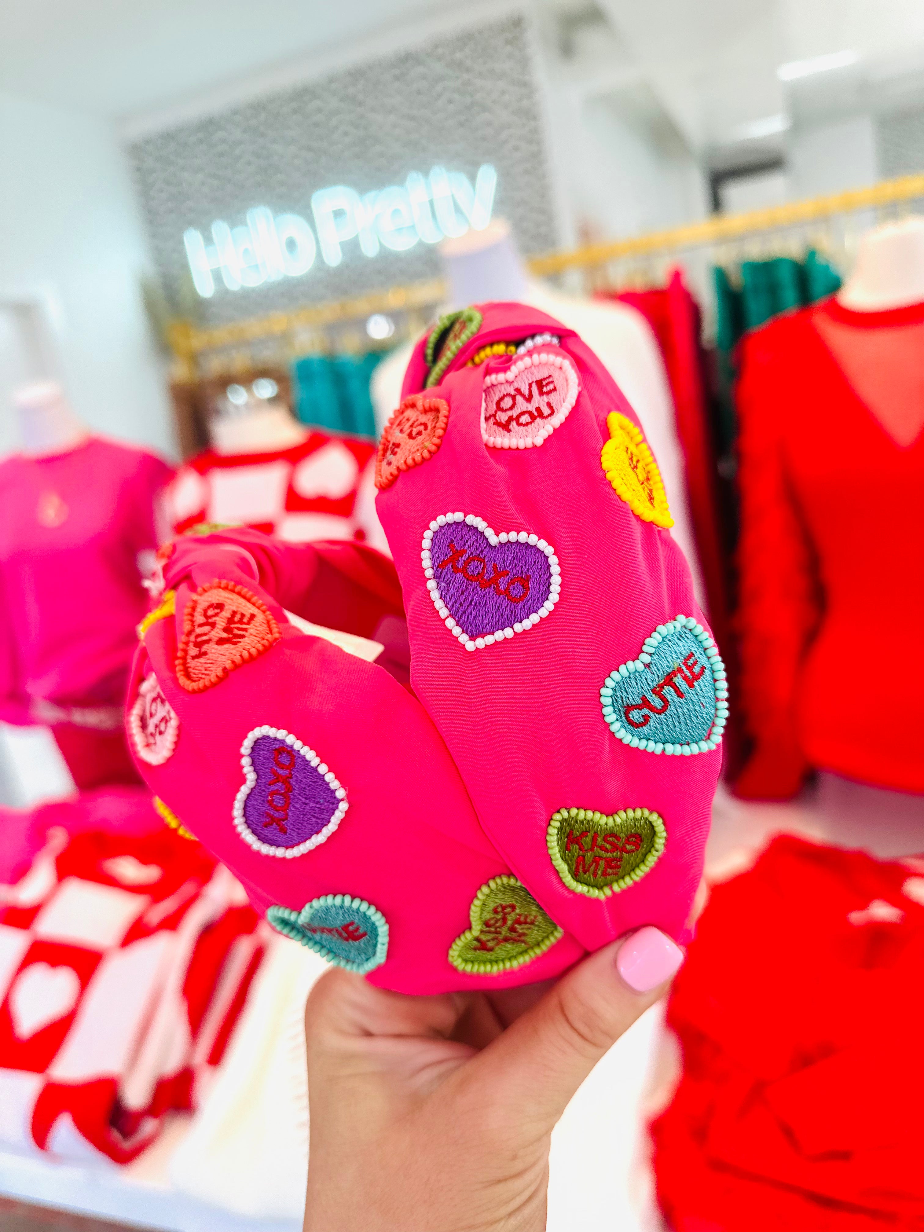 Beaded Conversation Heart Headband (2 Colors)