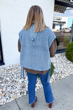 Oversized Faux Fur Vest in Dusty Blue