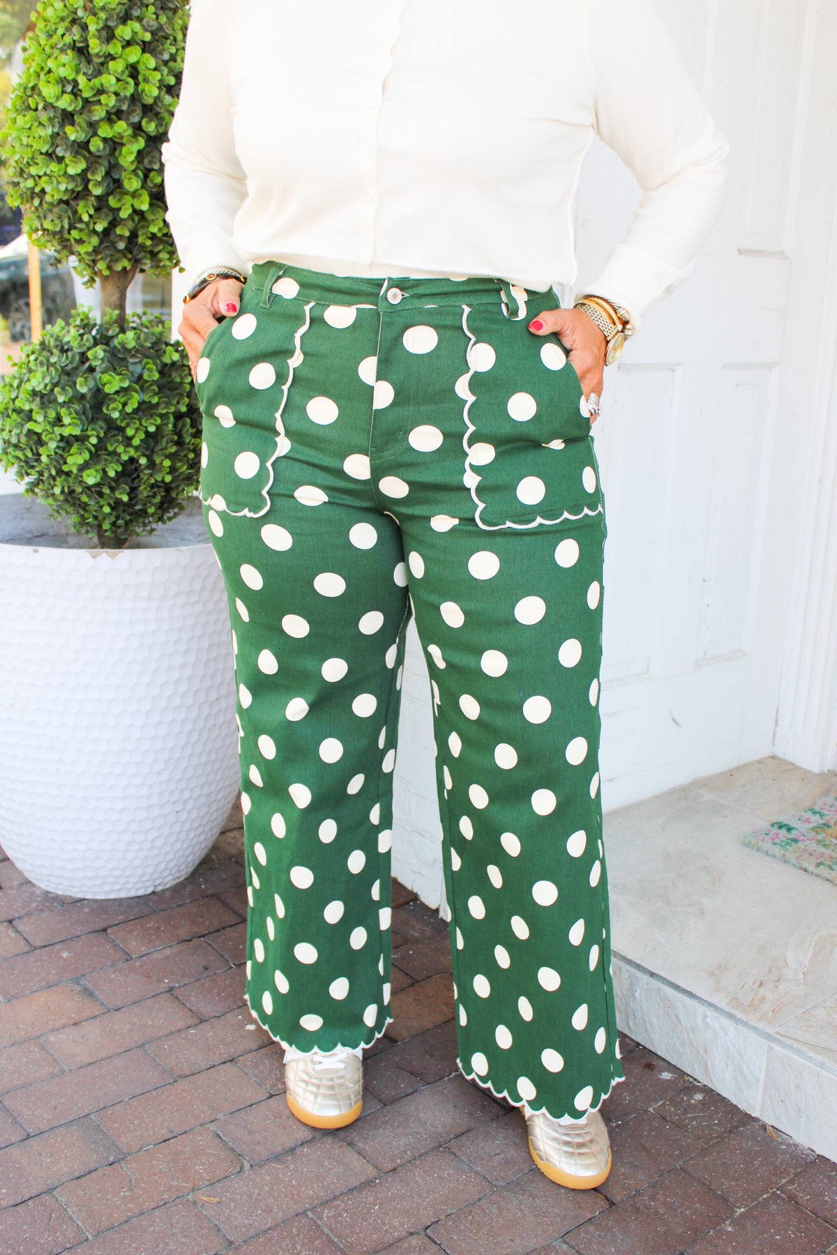 Dots on the Greens Pants in Green