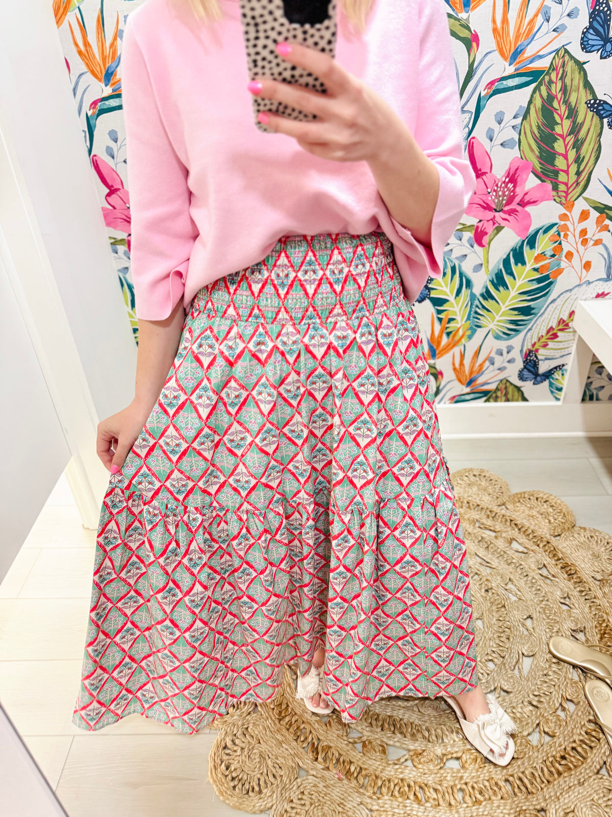 Paris Floral Smock Tier Maxi Skirt | KARLIE