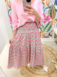 Paris Floral Smock Tier Maxi Skirt | KARLIE