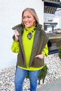 Oversized Faux Fur Vest in Dark Olive