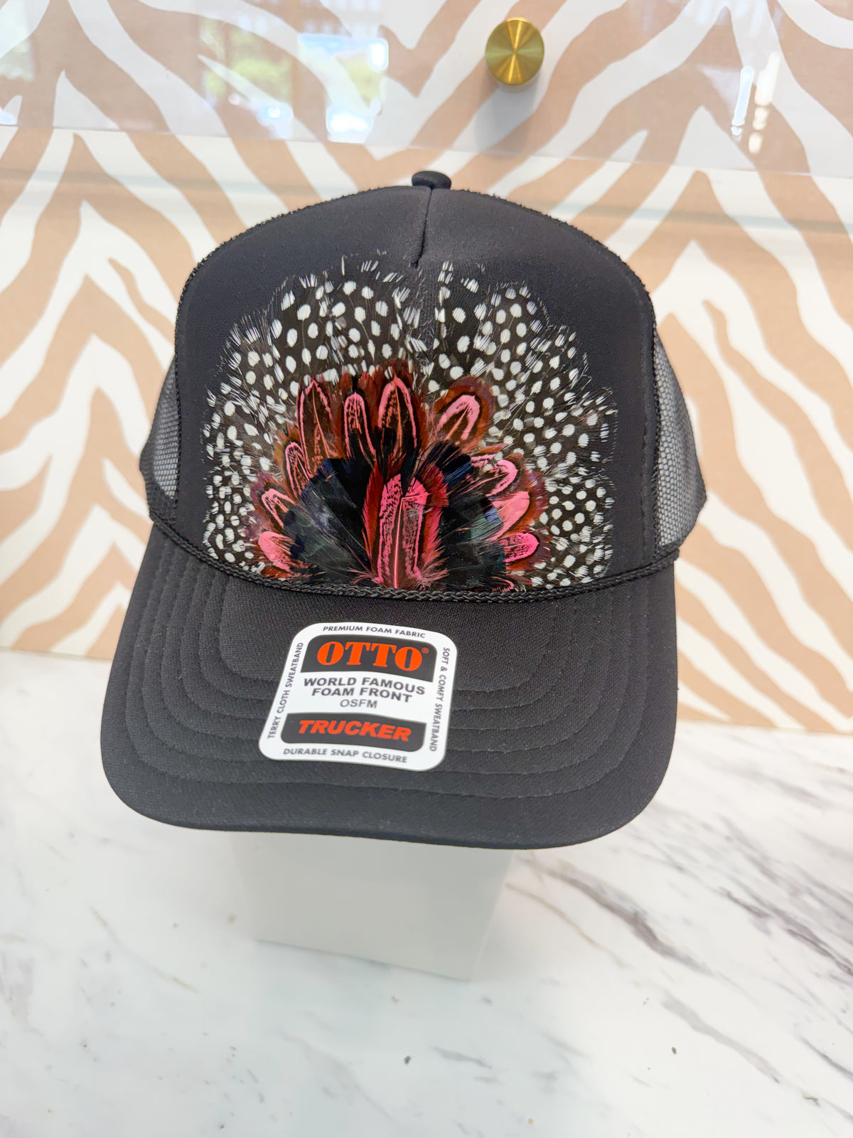 Feather Trucker Hat - Black (4 Options)