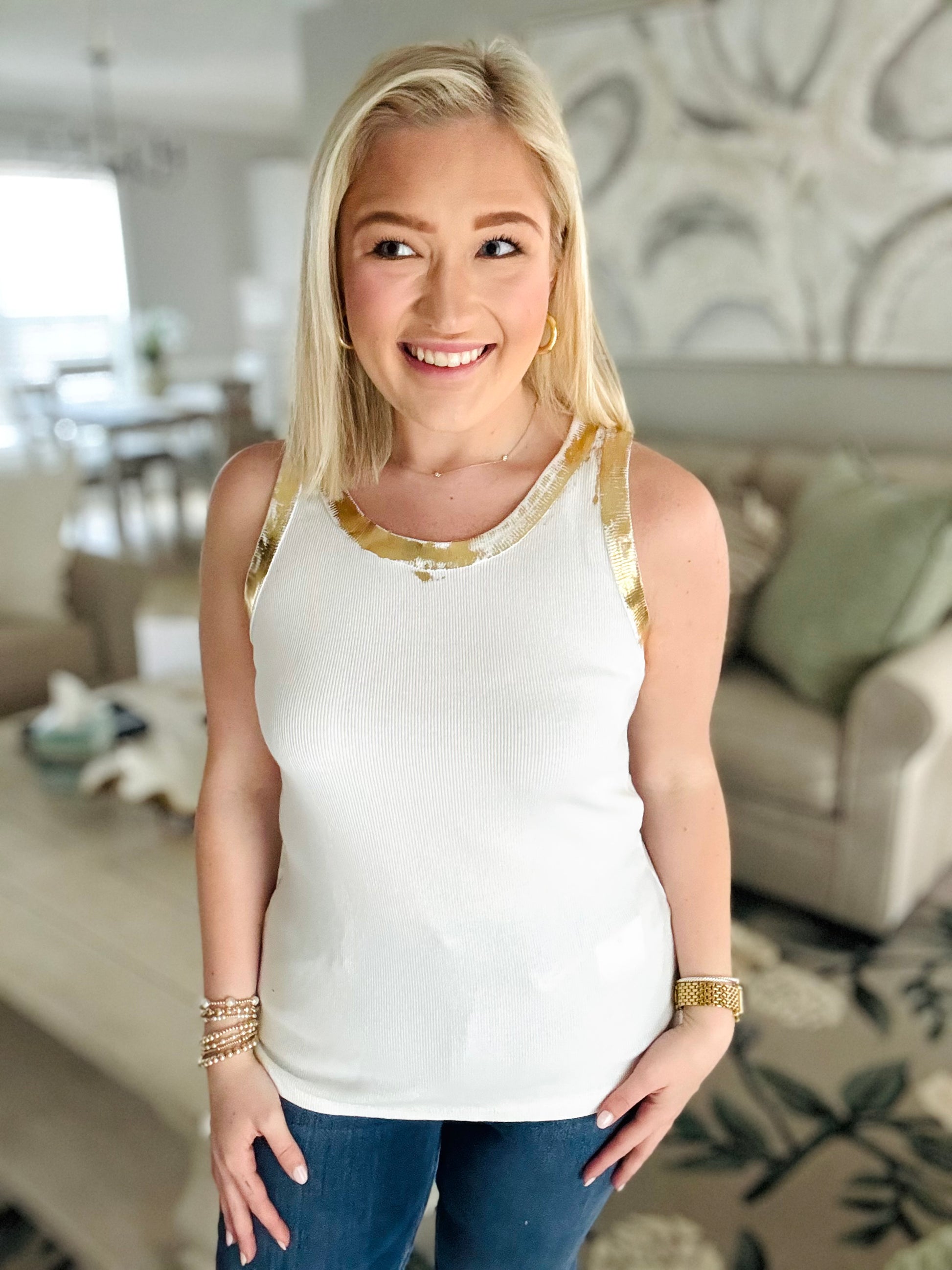 Beach Street Metallic Lined Tank (5 Colors)