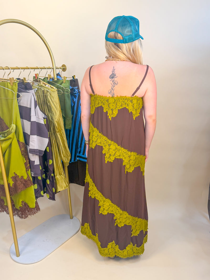 Briley Lace Maxi - Olive/Brown
