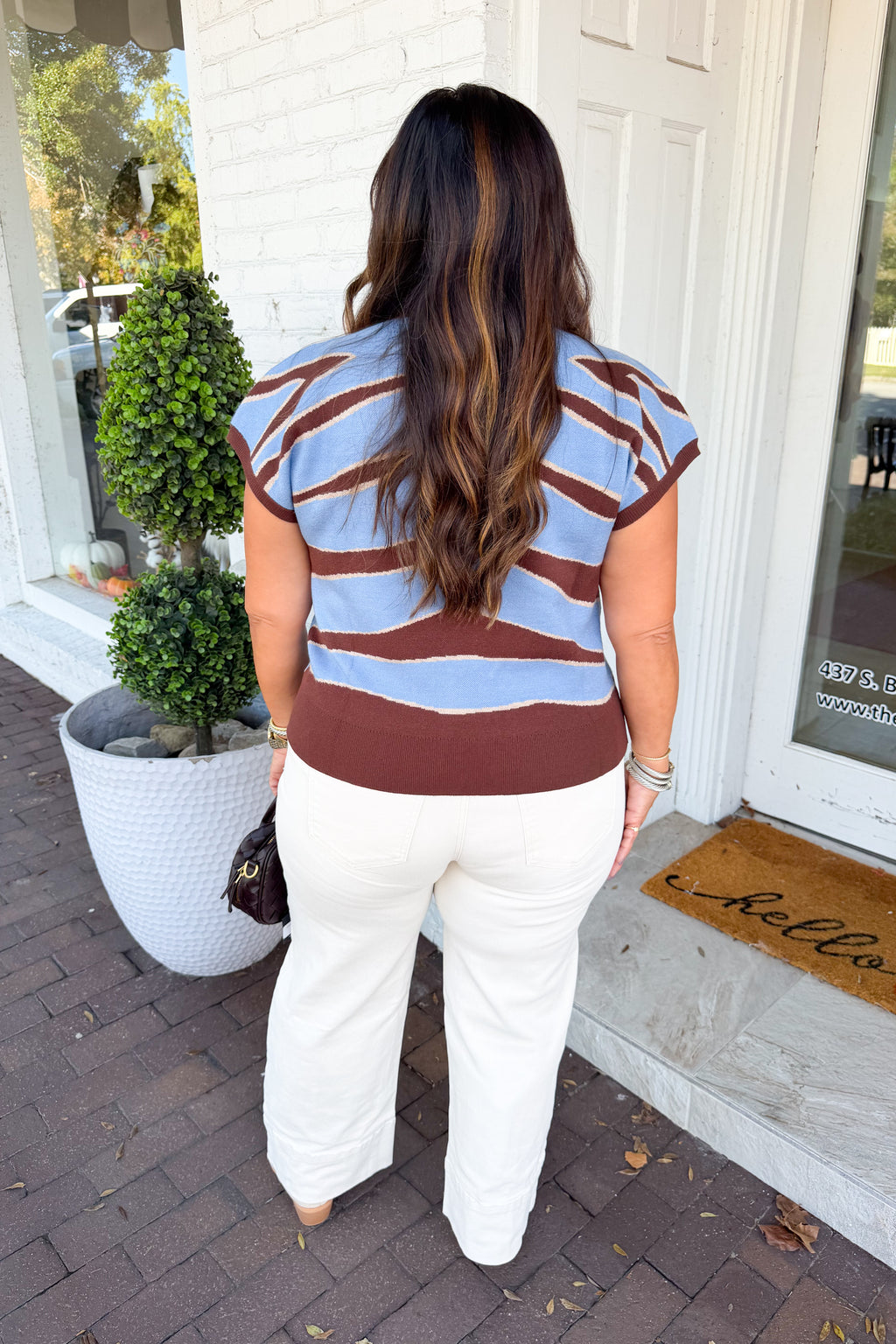 Zebra Hide Sweater in Brown/Blue