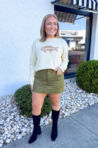 Suede Square Pocket Mini Skort in Olive