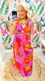 Tropical V-Neck Cut Out Maxi Dress | KARLIE
