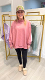 Vintage Wash Oversized Mock Neck in Mauve