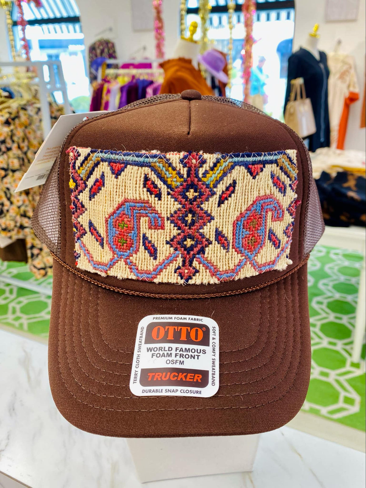 ORIJINAL Trucker Hat in Brown - Tan/Red/Blue Patch