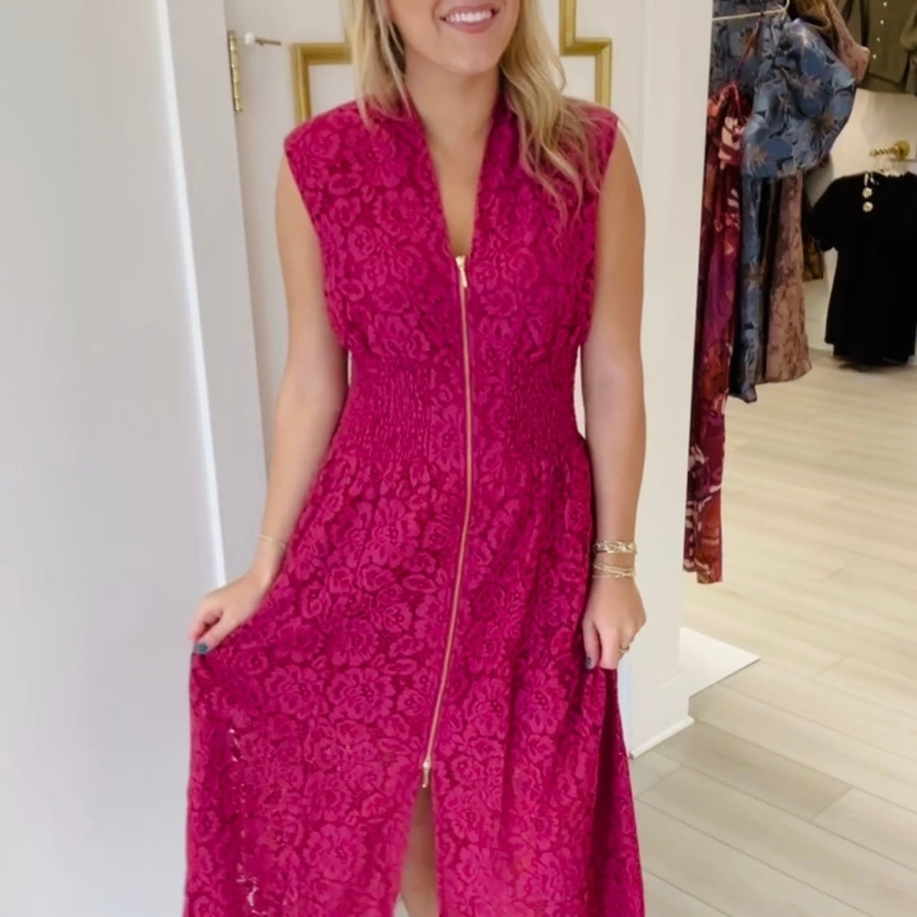 Stacey Dress in Merlot Lace