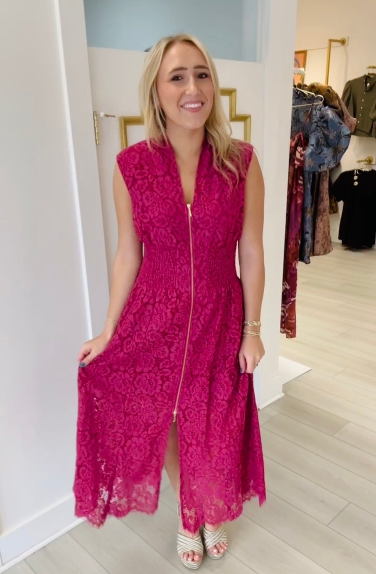 Stacey Dress in Merlot Lace