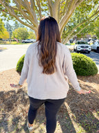 Slightly Oversized Lightweight Center Seam Sweater in Ash Mocha