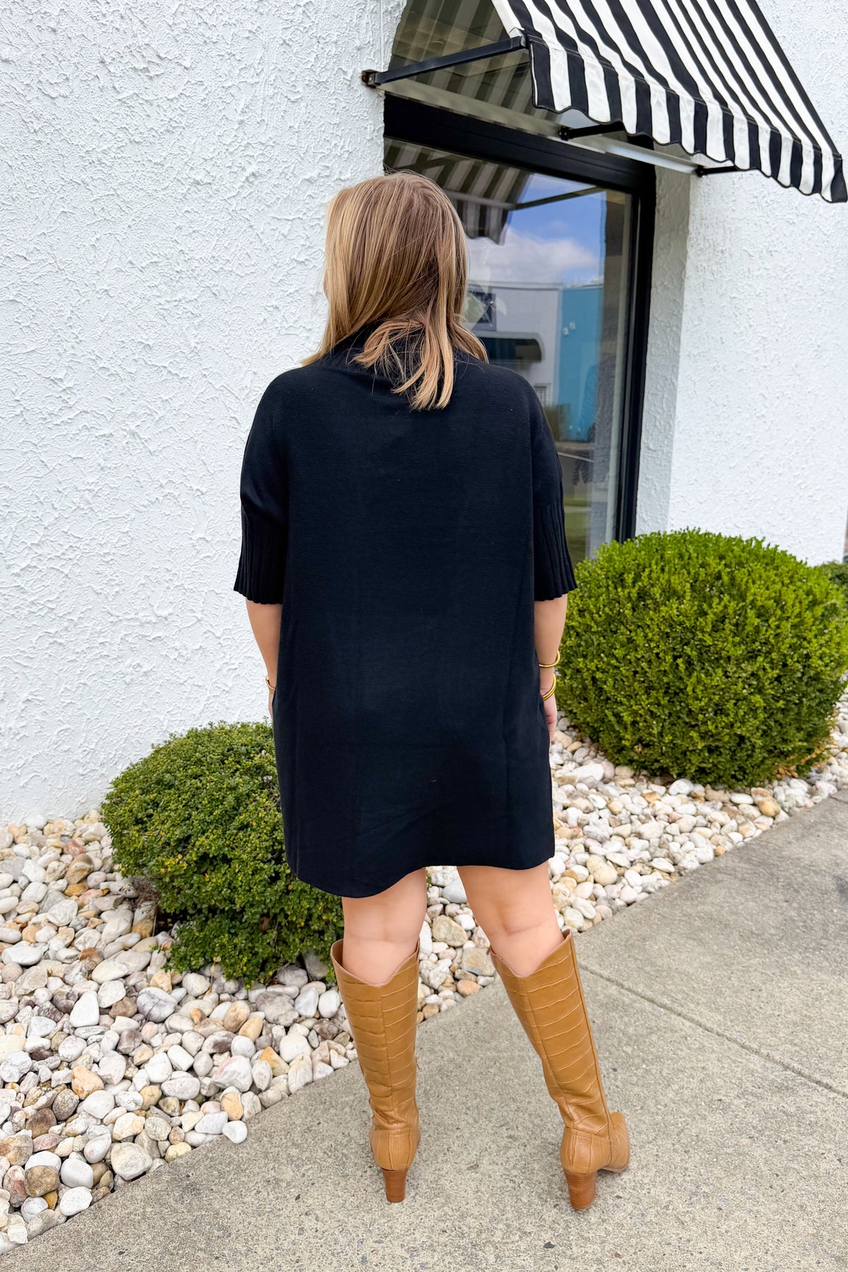 Everyday Mock Neck Sweater Dress in Black