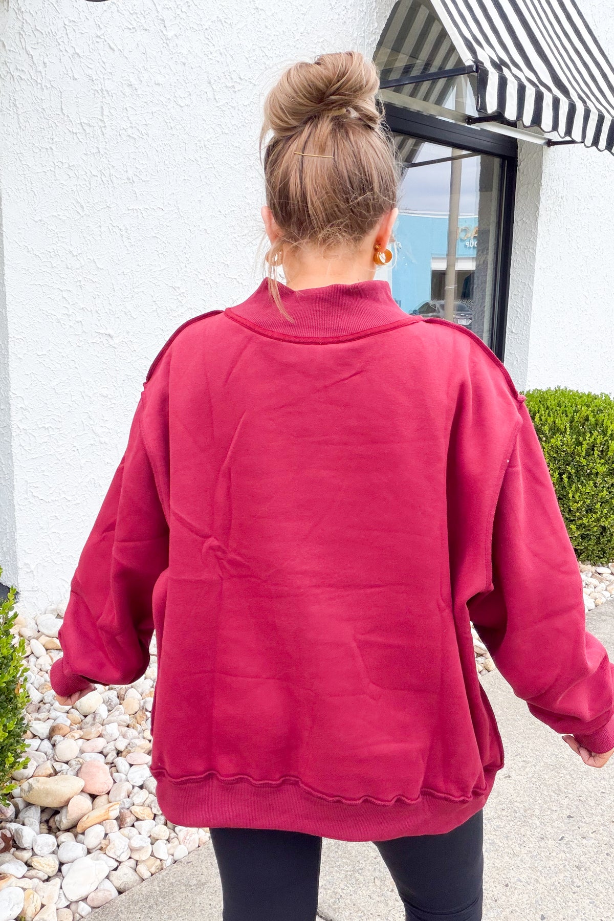 Flying Mallard Embroidered Mock Neck Sweatshirt - Burgundy