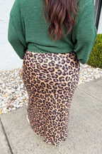 Walk on the Wild Side High Waist Satin Skirt in Taupe