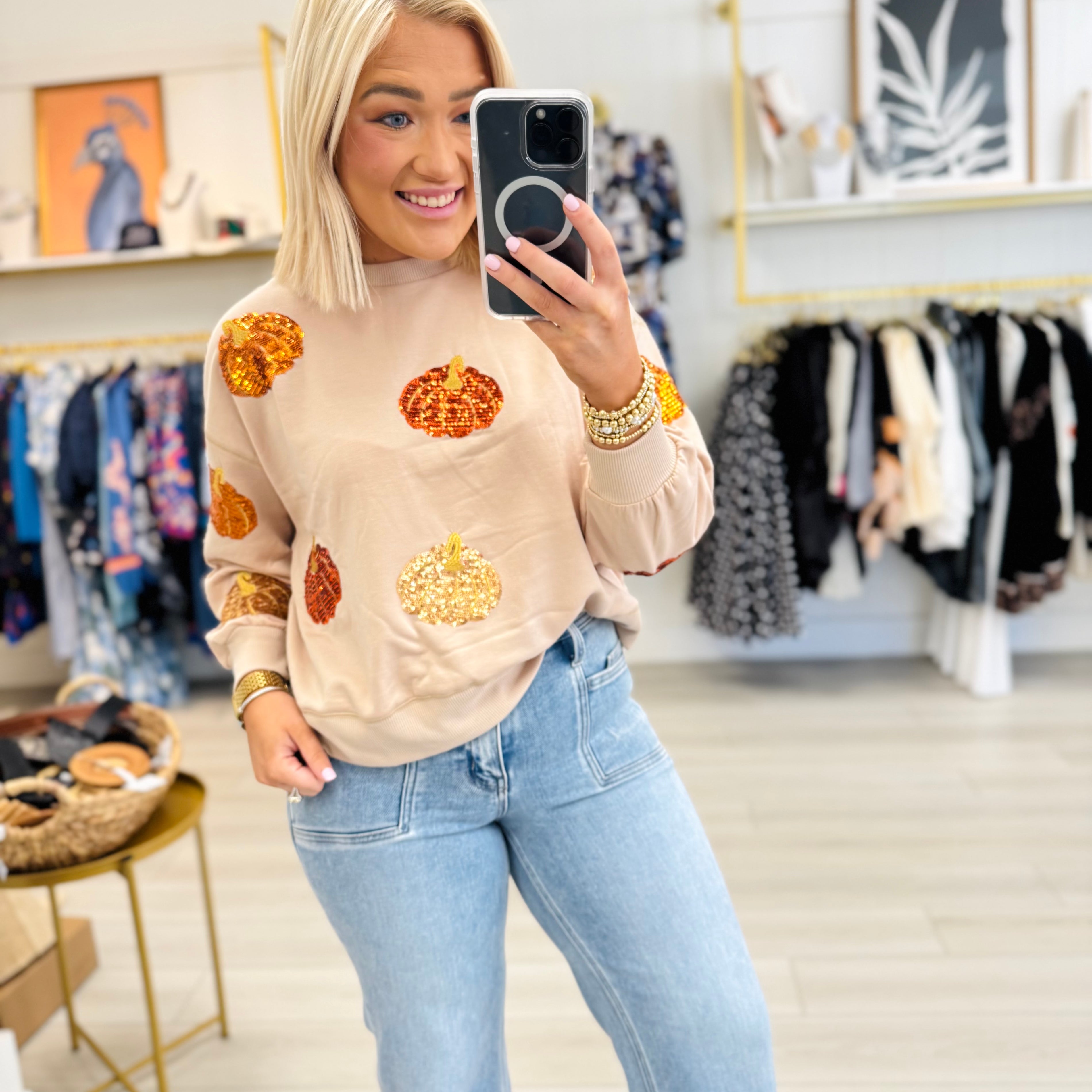 Millie Sweatshirt in Traditional Pumpkins | Mary Square