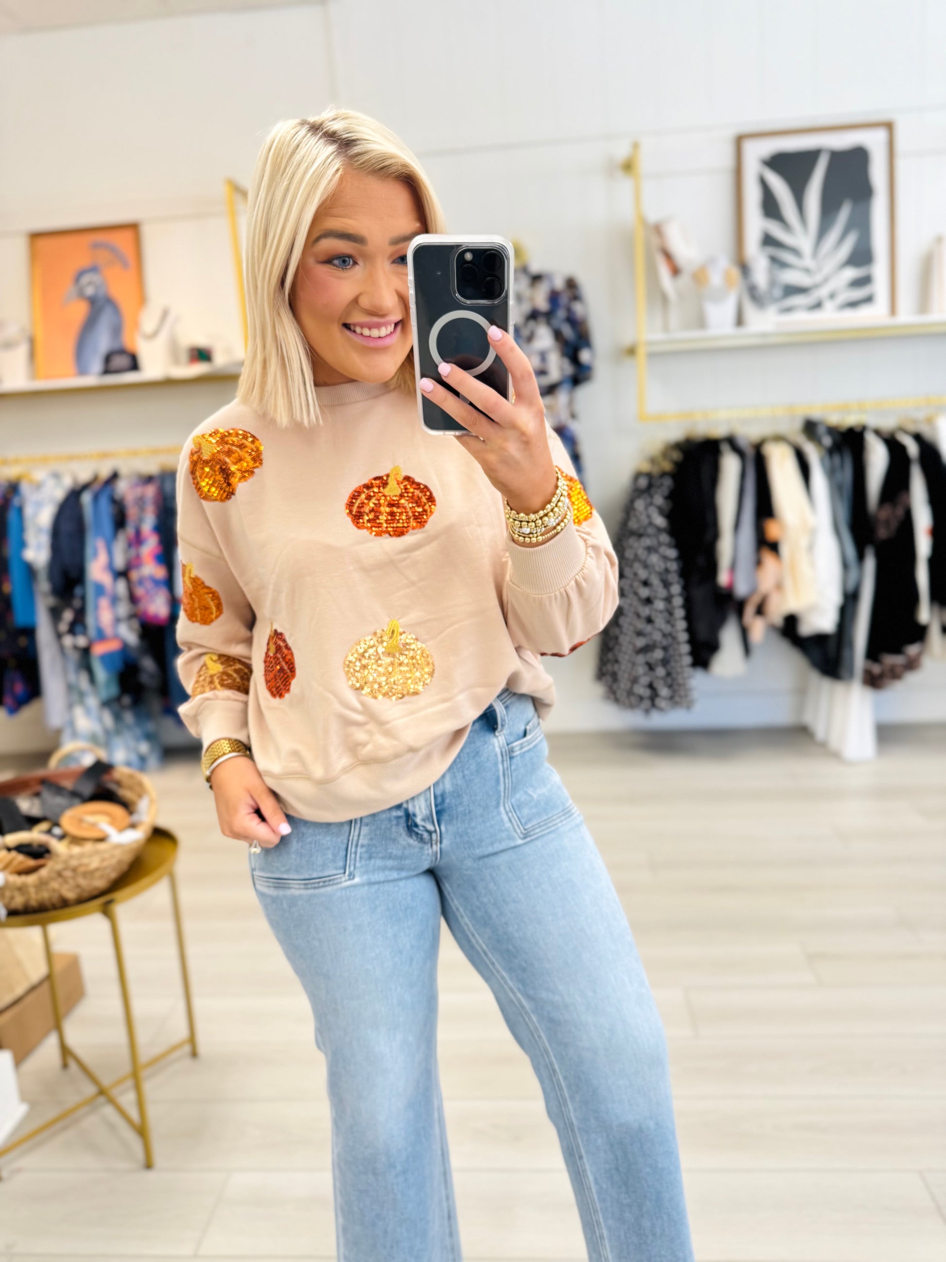 Millie Sweatshirt in Traditional Pumpkins | Mary Square