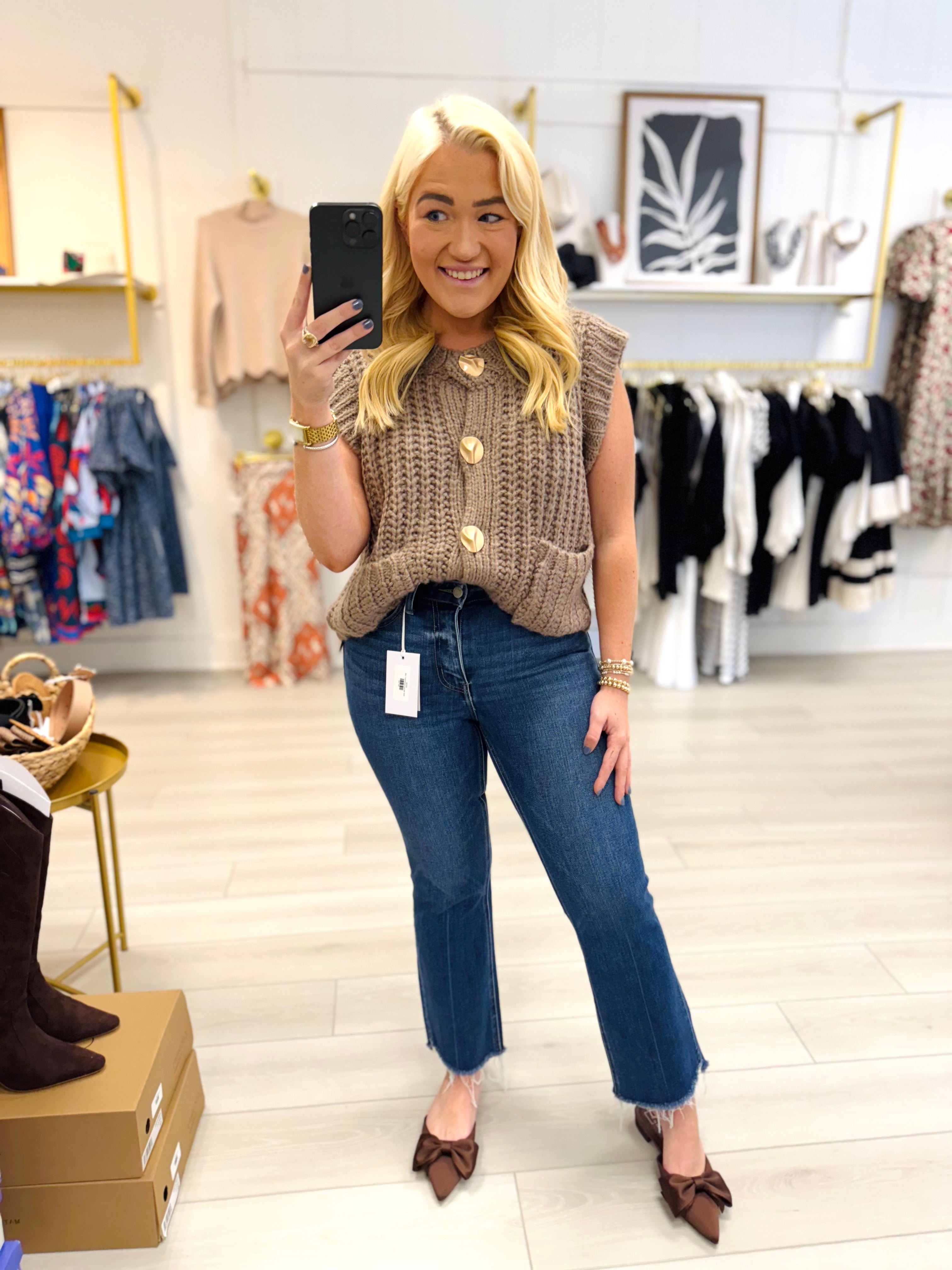 Casey Gold Button Front Sweater