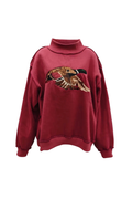 Flying Mallard Embroidered Mock Neck Sweatshirt - Burgundy