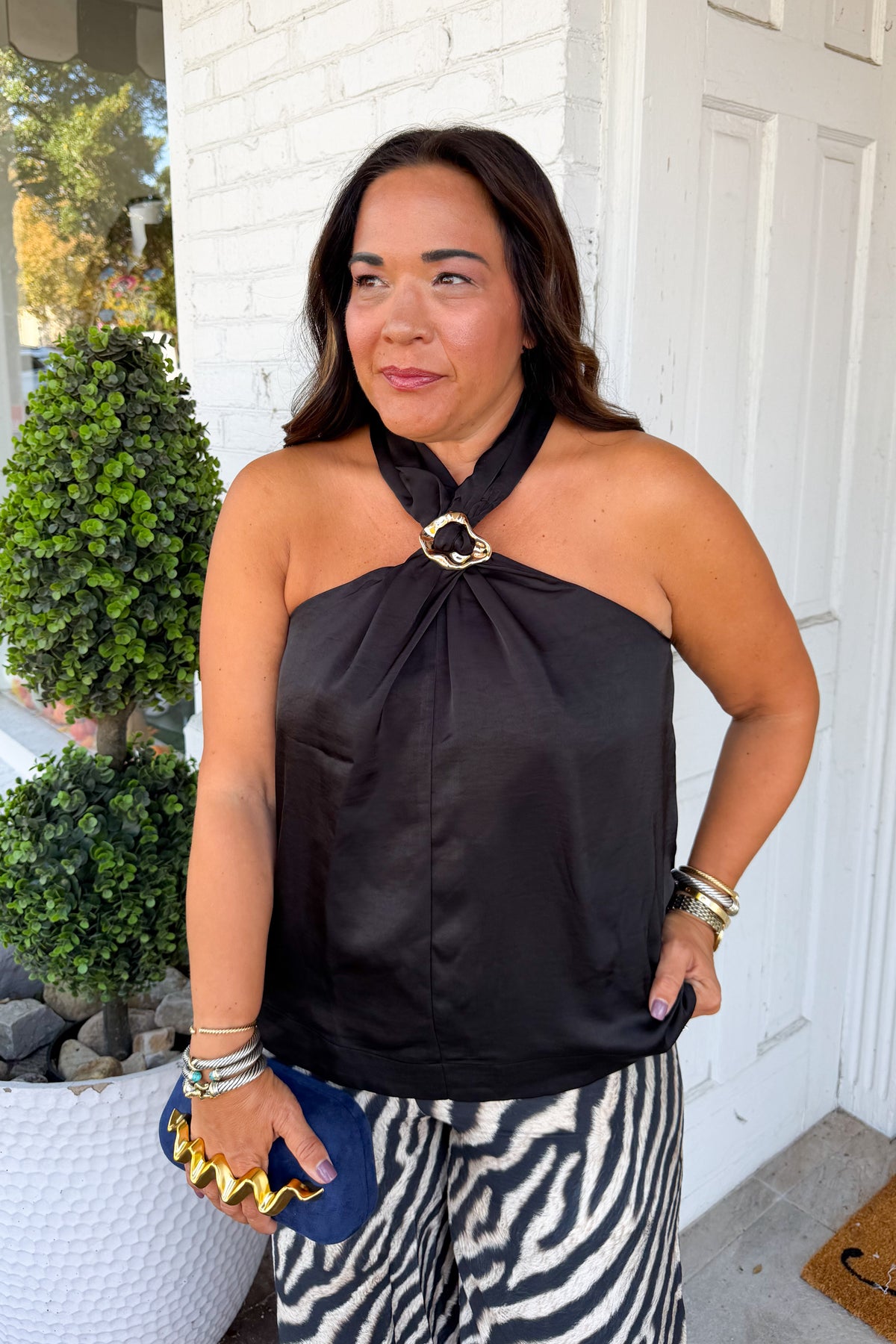 Out on the Town Halter Top in Black