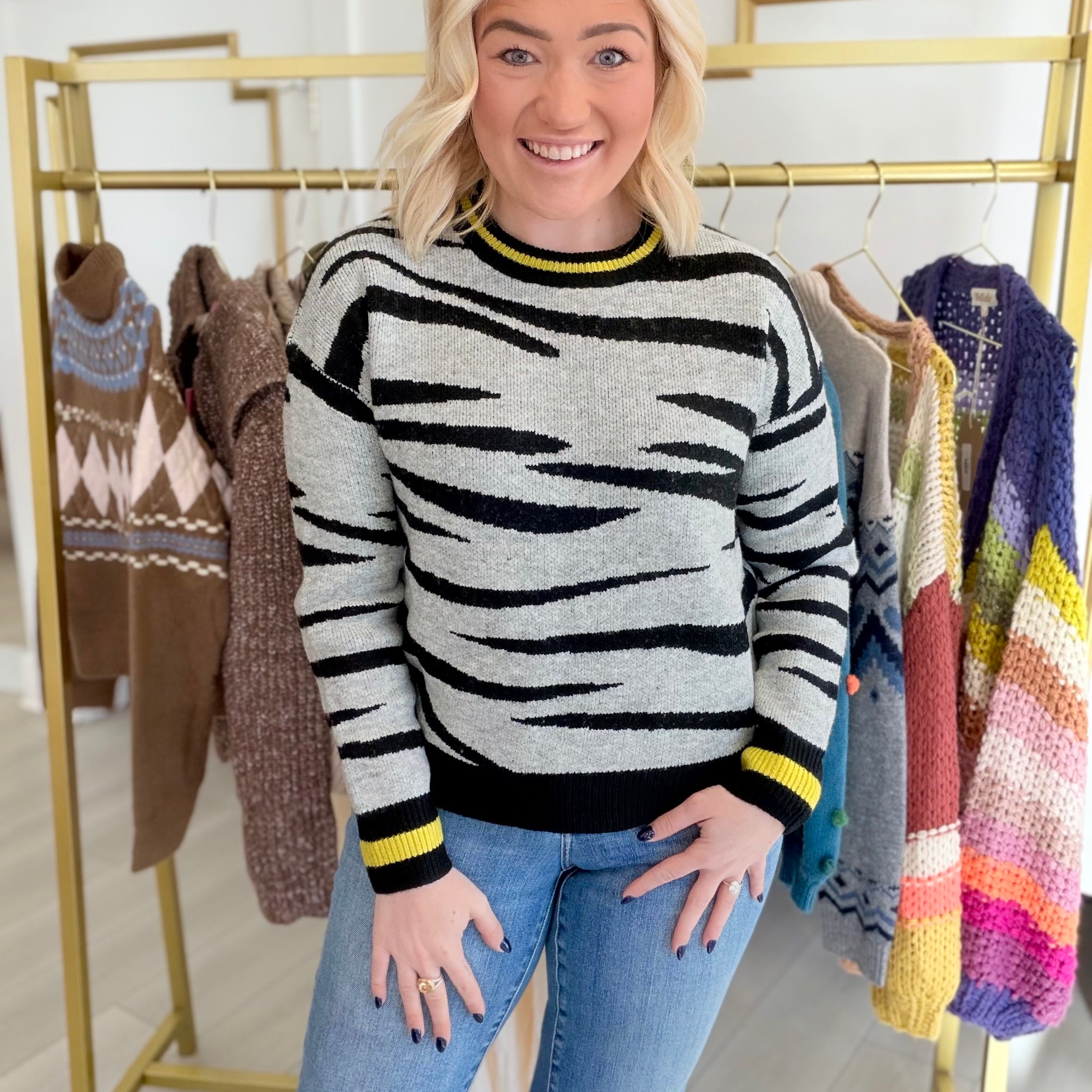 Tiger Print Knit Sweater | THML