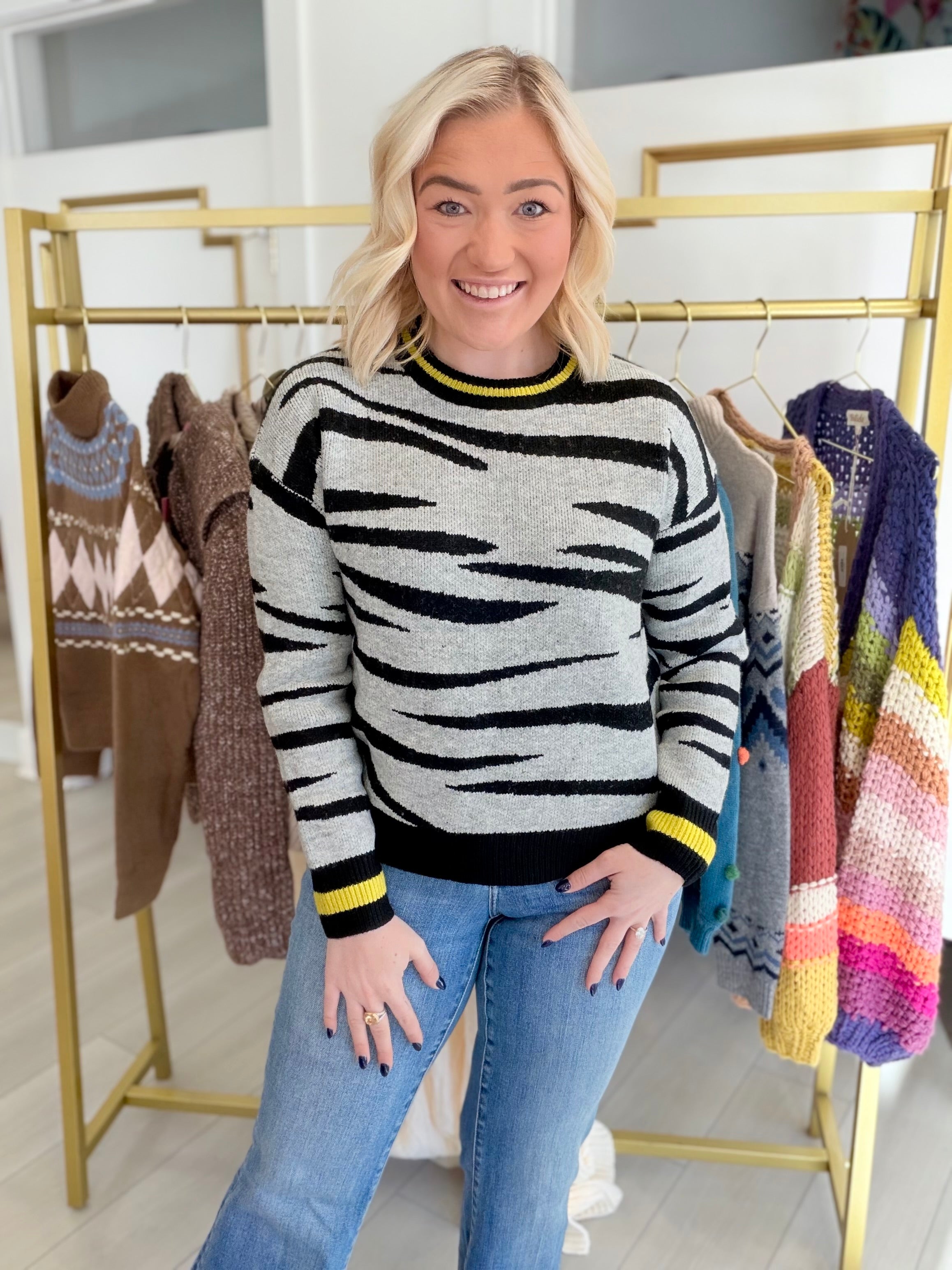 Tiger Print Knit Sweater | THML