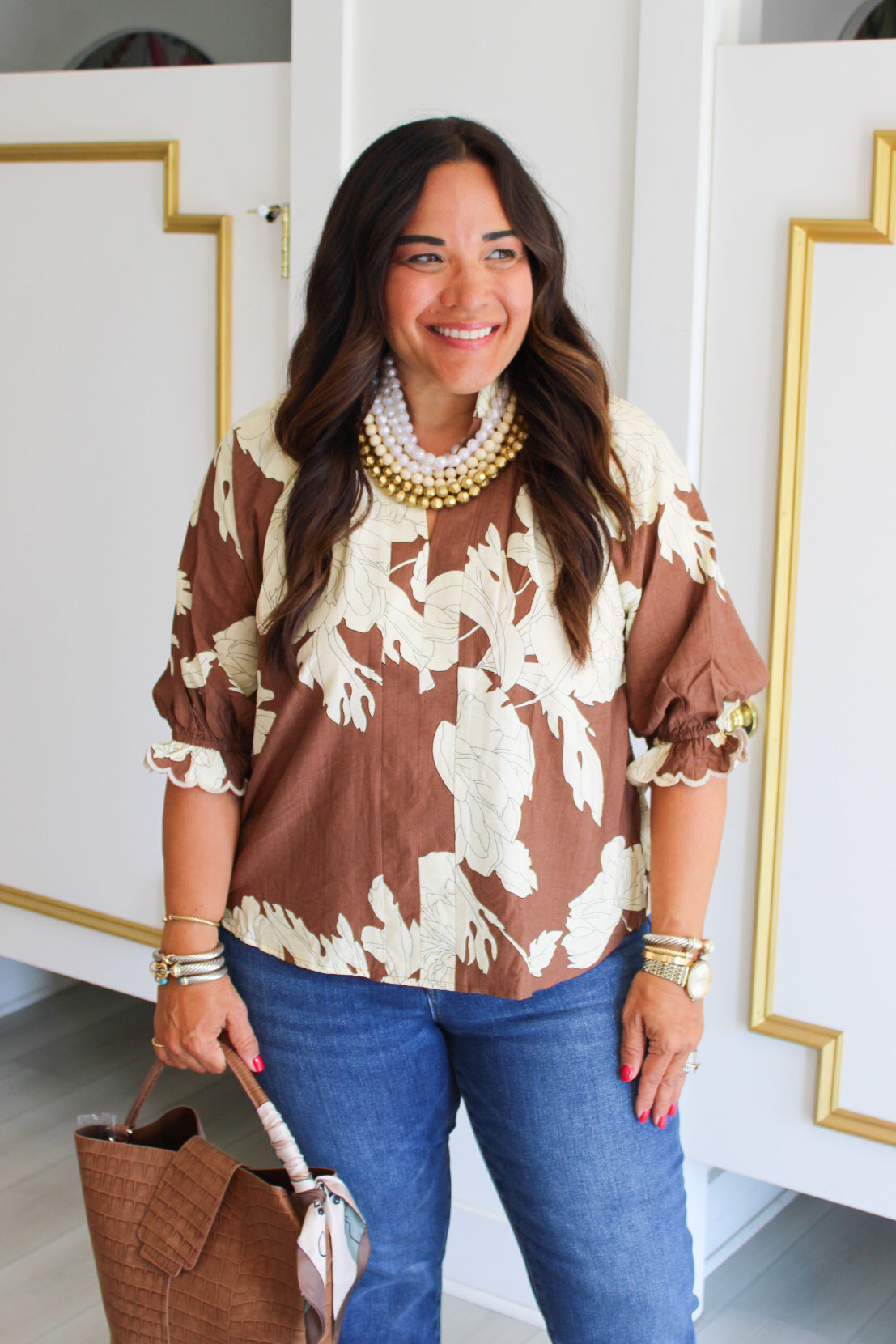Bianca Florals Top in Brown