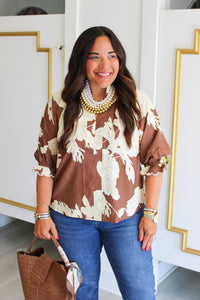 Bianca Florals Top in Brown