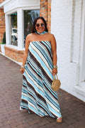 Fall Wedding Guest Strapless Scarf Maxi Dress