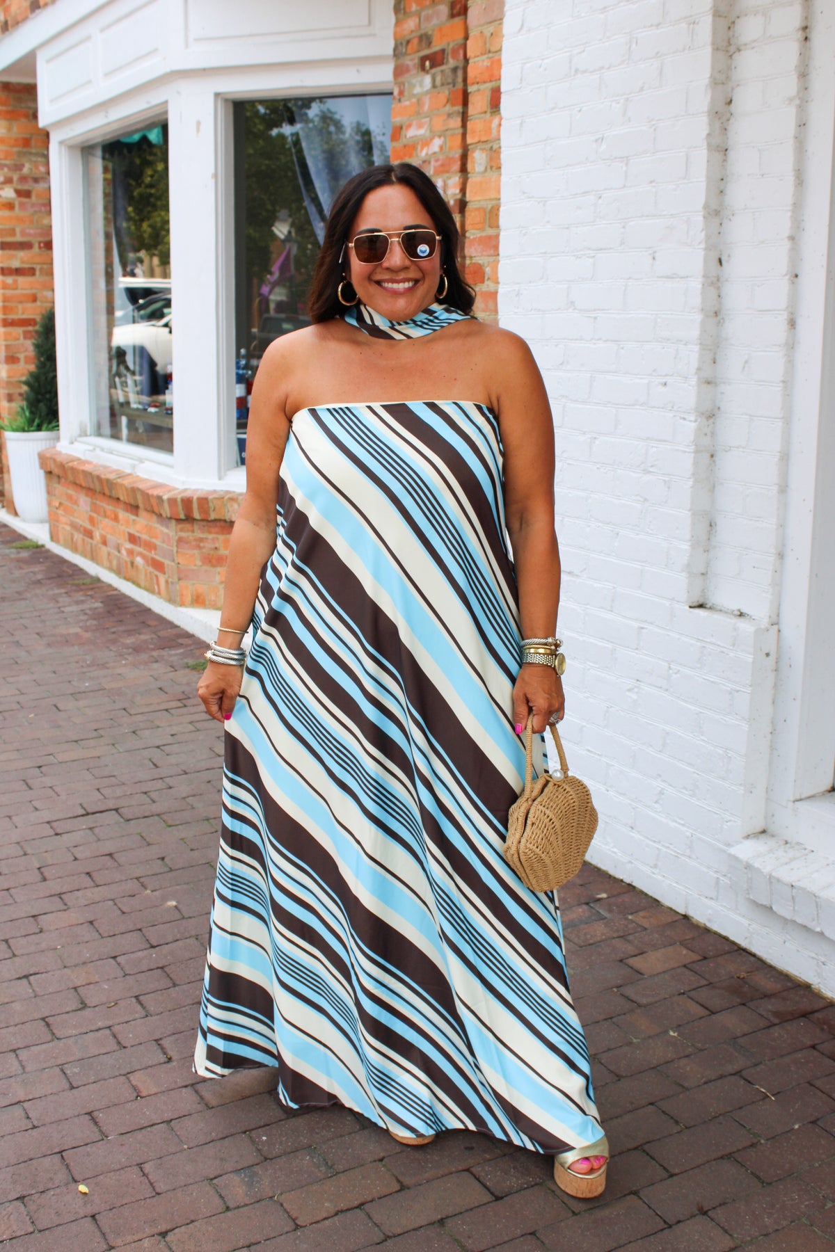 Fall Wedding Guest Strapless Scarf Maxi Dress