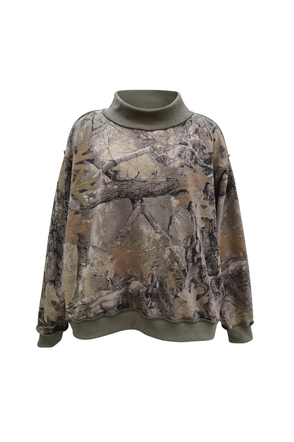 Camouflage Mock Neck Sweatshirt