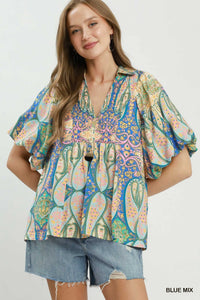 Splash of Color Top in Blue Mix