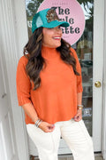 Everyday Mock Neck Sweater - Burnt Orange