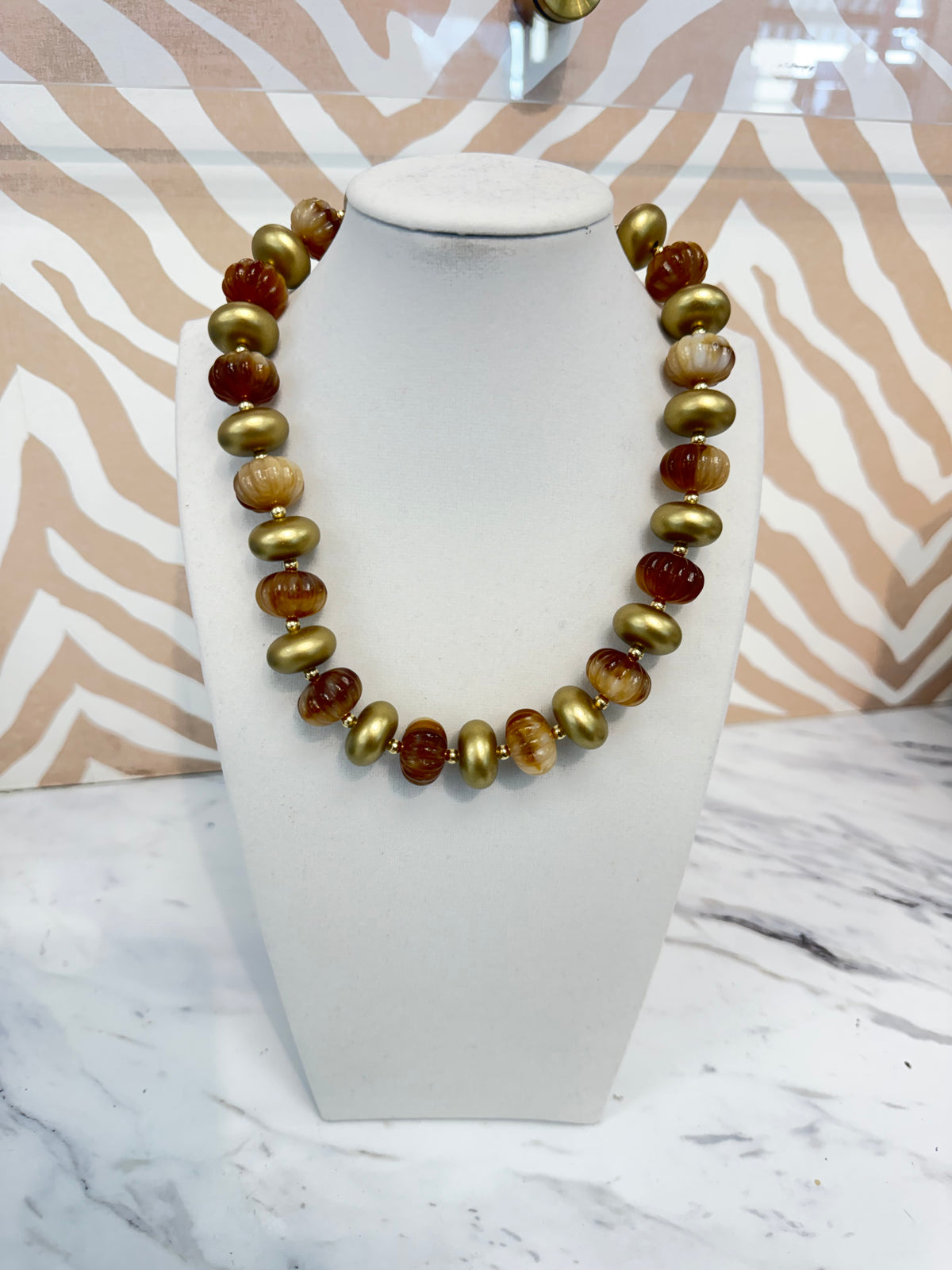 Canyon Cove Gold/Tan Beaded Necklace