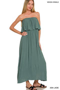 Effortless + Easy Strapless Dress in Ash Jade | BOMB BASIC