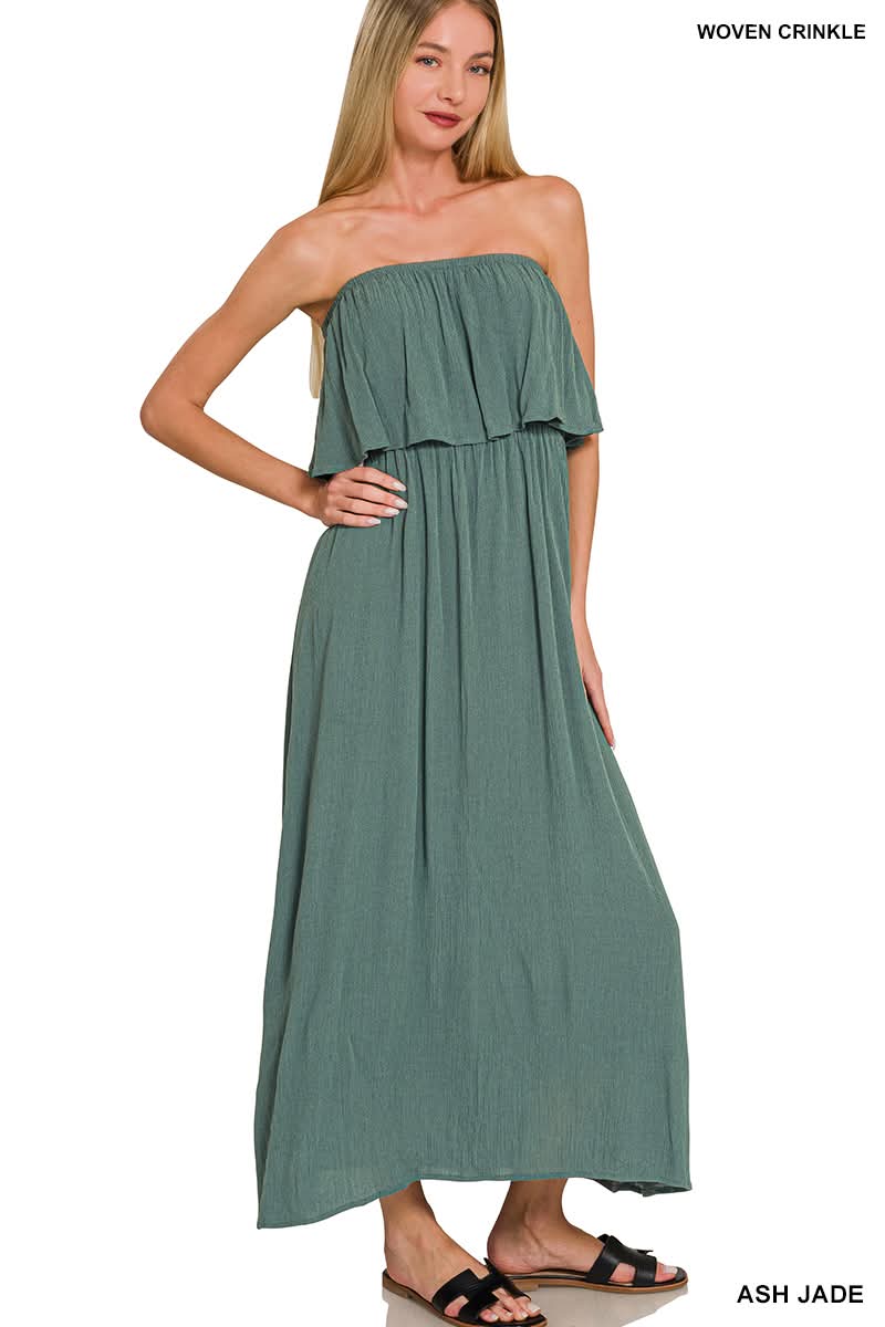Effortless + Easy Strapless Dress in Ash Jade | BOMB BASIC