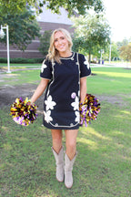 Bold Black Floral Dress