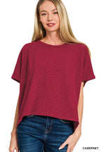 Cotton Slub Oversized Tee in Cabernet